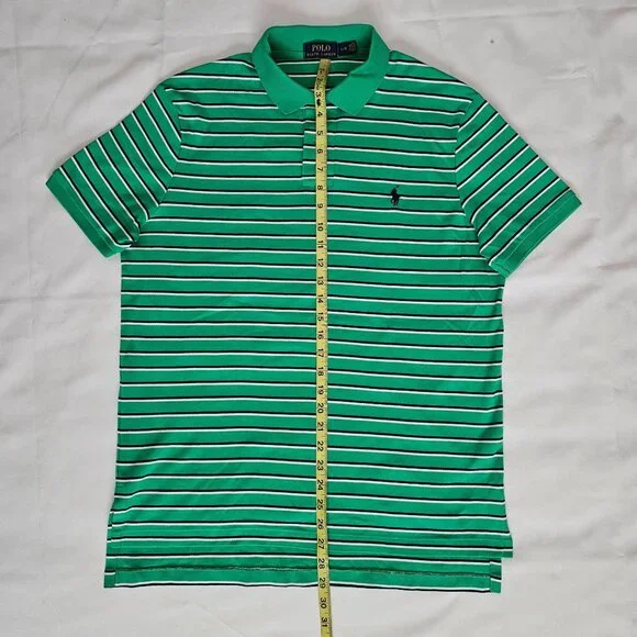 POLO Ralph Lauren Men's Green Striped Short Sleeve Classic Polo Shirt Size L/G - Picture 12 of 12